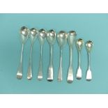 Scottish Provincial; Eight early 19thC silver Mustard Spoons, including one by Donald Fraser,