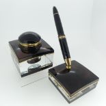 A Montblanc Meisterstuck No.149 Fountain Pen in 149 Classique Stand and matching Inkwell, the