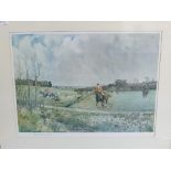 •Lionel Edwards (1878-1966); Hunting scene, print in colours, signed in pencil in the mount, 12in