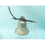 An early 20thC cast bronze Bell, with clapper, mounted on an iron spindle, probably from a Bell/