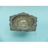 A Victorian silver Bon Bon Dish, hallmarked London, 1895, of circular form with pierced foliate rim,