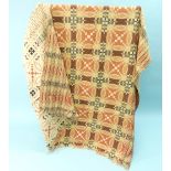 An early 20thC good quality reversible woollen Welsh Blanket, geometric patterns in Autumnal