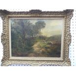 James Vivien de Fleury (British, fl.1847-1869), Italianate landscape with figures on a path, oil