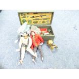 Action Man: a 1960s wooden kit locker box, together with two Action Men dolls, including a deep