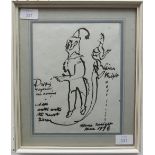 •Dame Laura Knight, R.A. (British, 1877-1970), cartoon sketch of a Clown, pen and ink, signed and