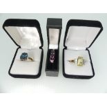 A collection of sixteen 'TV Channel' and Dress Rings, two in 9ct gold, twelve mounted in silver