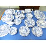 A Spode blue Italian part Dinner and Tea Service, six place setting including dinner plates (10½in),