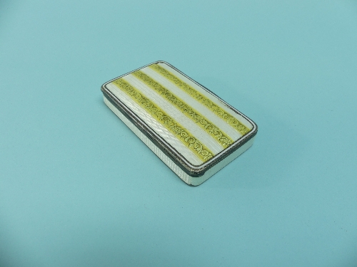 A Continental silver and enamel hinged Snuff Box, the guilloche enamel decoration to sides and lid - Image 4 of 8