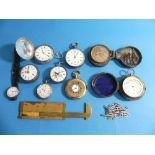 A Collection of Pocket Watches and Watch Parts, including a gold plated half hunter, a silver hunter