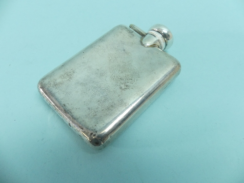 A small George V silver Hip Flask, by A & J Zimmerman Ltd., hallmarked Birmingham, 1919, screw
