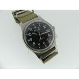 A Precista military 'Fatboy' Wristwatch, quartz movement, the black dial with white Arabic numerals,