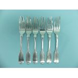 A set of six Scottish Victorian silver Dessert Forks, by Peter Aitken I, hallmarked Glasgow 1842,
