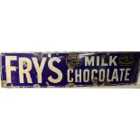An original vintage enamel Fry's Milk Chocolate Sign, blue ground, 'FRY'S MILK CHOCOLATE' in white