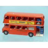 A Tri-ang pressed steel pull-along London Transport Routemaster Double Decker Bus, with bell,