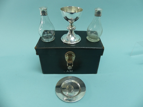 A World War II Air Ministry silver Travelling Communion Set, the chalice by Frank Cobb, hallmarked
