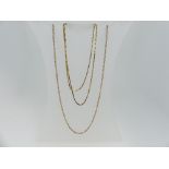 An 18ct yellow gold Chain, of V shaped links, 23in (58.5cm), 8g, together with a 9ct yellow gold