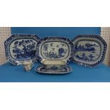 A Chinese porcelain blue and white Dish, of chamfered rectangular form, decorated with a garden