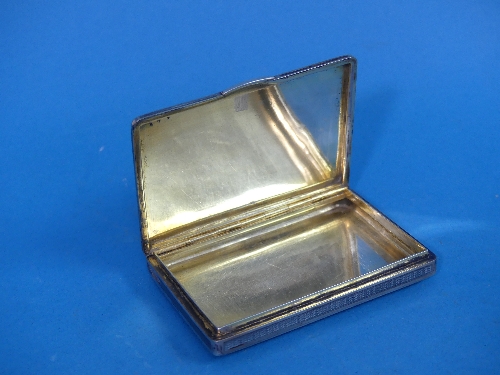 A Continental silver gilt and enamel Snuff Box, the hinged lid and reverse with grey guilloche