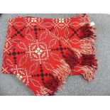 A pair of 20thC good quality reversible woollen Welsh Blankets, geometric patterns in red, black,