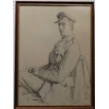 John MacDonald Aiken (British, 1880-1961), Captain P. Richardson, pencil portrait in military
