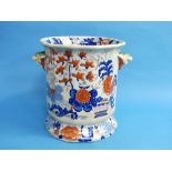 An early 19th century Ironstone Fruit Cooler, with twin dragon-head handles, decorated in the