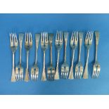 A part service of Austrian (800) silver Flatware, with hallmarks for Vienna, comprising twelve