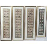 Japanese Hyakunin Ishu Cards; one hundred and seventeen poem or waka cards mounted in four frames,