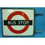 Bus and Coaching Interest; A vintage London Transport double sided enamel Bus Stop Flag, circa