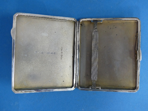 A George V silver Cigarette Case, by Joseph Gloster Ltd., hallmarked Birmingham, 1917, of hinged - Image 2 of 2