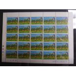 Stamps; Bermuda, 1971 Golfing 4c inverted watermark SG 279w, in complete pane of 25, including plate