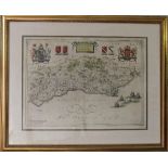 Sussex: Blaue (Johannes)/Jansson (Jan), SUTHSEXIA, Vernacule SUSSEX, a mid 17thC engraved map of