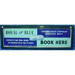 Bus and Coaching Interest; A Royal Blue Booking Sign, in blue enamel, with central blue coach design