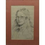 Robert O. Lenkiewicz (British, 1941-2002), Portrait of a young woman, head and shoulders, pencil,