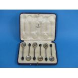 A cased set of six George V silver Coffee Bean Spoons, by Asprey & Co Ltd., hallmarked Birmingham,