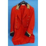 Military Dress: a red wool worsted double-breasted Tailcoat, with black revers and cuffs edged