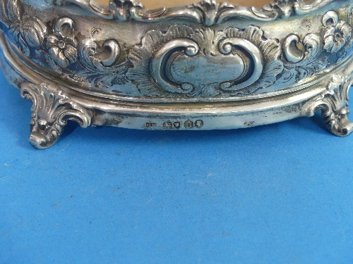 A Victorian silver Bottle Stand, by George John Richards, hallmarked London, 1851, of oval form with - Image 2 of 2