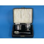 A cased George VI silver three piece Christening Set, by Joseph Gloster Ltd., hallmarked Birmingham,