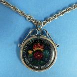 A George VI enamelled Florin, dated 1941, in silver pendant mount on silver twist-link chain