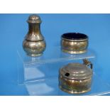 A George V three piece Cruet Set, by Goldsmiths & Silversmiths Co Ltd., hallmarked London, 1934,