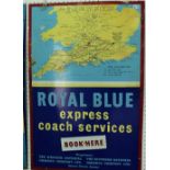 Bus and Coaching Interest; A Royal Blue Express Services enamel Booking Office Sign, in blue and