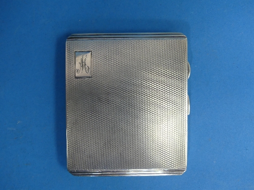 A George V silver Cigarette Case, by Joseph Gloster Ltd., hallmarked Birmingham, 1917, of hinged