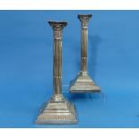 A pair of George V silver Corinthian Column Candlesticks, by Walter Latham & Son, hallmarked