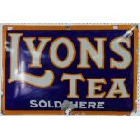 A 'Lyons' Tea' enamel Advertising Sign, curved rectangular form, 29in (74cm) x 19in (49cm), some