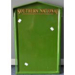 Bus and Coaching Interest; A vintage Southern National metal Timetable / Posterboard, green with