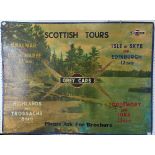 Bus and Coaching Interest; A Grey Cars Scottish Tours painted hardboard Advertising Sign, circa