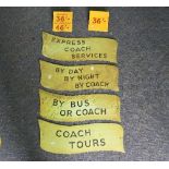 Bus and Coaching Interest; A Collection of four aluminum A-Board Tour Description Plates, in pale