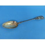 A Victorian silver Basting Spoon, hallmarked Newcastle, 1853, makers mark 'I.W', fiddle and shell