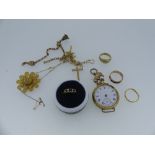 A quantity of scrap / damaged Gold, including marked 2.3g of 22ct, 1g of 14k, 8.4g of 9ct,