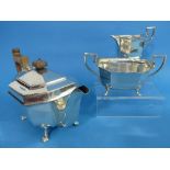 An Edward VIII silver three piece Tea Set, by Viner's Ltd., hallmarked Sheffield, 1936, of octagonal