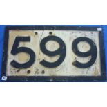 Railwayana; A SR cast iron Bridge Plate 599 (Yeoford Area), with in-service repaired crack, 22in (